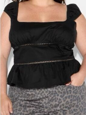 Women's Cap Sleeve Squareneck Peplum Top